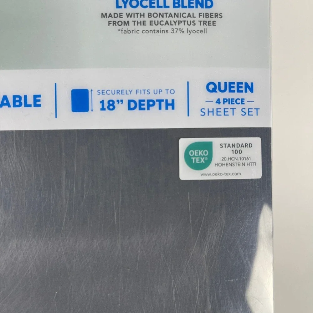 Columbia Silky Soft Luxury Queen Sheet Set Gray 4pc Lyocell 18in Deep Pocket